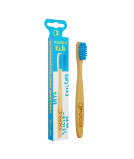 Kids bamboo toothbrush blue